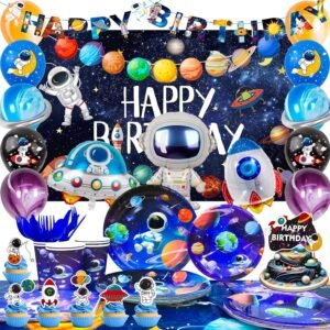Astronaut-Outer Space Birthday Party Supplies Decorations - Pack of 132 PCS