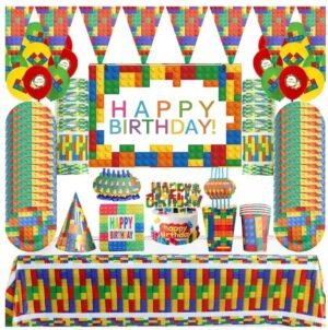 Building Block Birthday Party Decorations for Boys and Girls- 175 Piece
