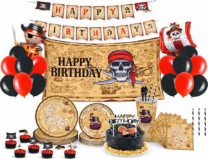 Pirate Themed Birthday Party Supplies & Decorations - 143 Piece Set