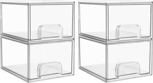 4 Pack Clear Small Stackable Storage Drawers