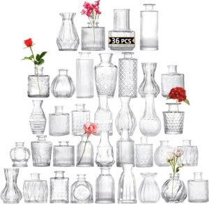36 PCS Vintage Glass mini Vase Set for Flower Home Wedding Decor Party