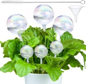 6 Pieces Rainbow Glass Plant Watering Globes Self Watering Bulbs