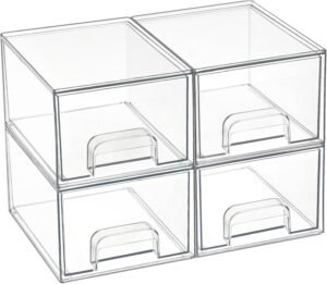 4 Pack Clear Small Stackable Storage Drawers