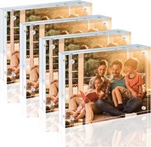 4-Pack 5x7 Acrylic Frameless Double-Sided Magnetic Display Photo Frame