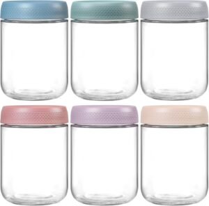 6 Pack | Overnight Oats Glass Jars Mason Container with Airtight Lid-480ml