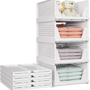 5 Pack Stackable Closet Organizer Basket