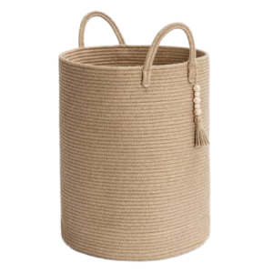 Woven Cotton Rope Basket Multipurpose Storage Laundry Hamper | Brown - 60L