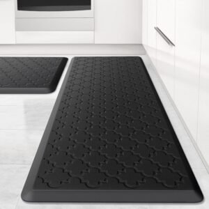 Cushioned Kitchen Mat, Anti Fatigue Floor Rug, Non-Slip Mat 2PCS - Black