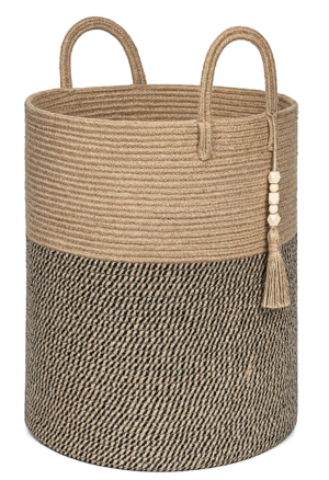 Jute Woven Blanket Basket Decorative Storage Basket | 16 x 20 Inches | 60L